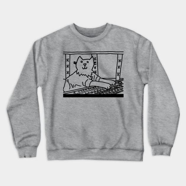 Music Producer Cat Line Drawing Crewneck Sweatshirt by ellenhenryart